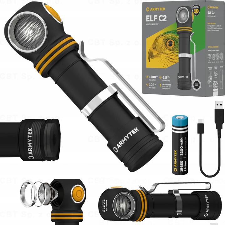 Actual product image ArmyTek Elf C2 USB-C White 4in1 Flashlight (11.10 cm, 1100 lm)