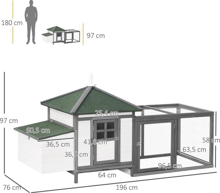 Image du produit PawHut Poulailler avec enclos extérieur