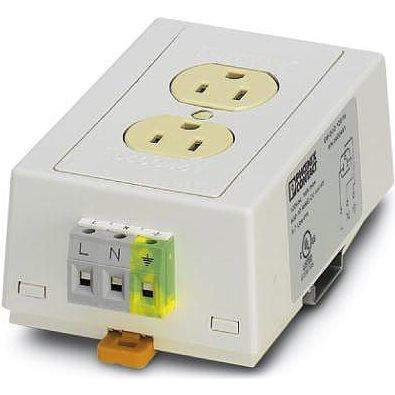 Phoenix Contact DIN Rail Mount Double Socket, 15A 120Vac, Cavo + Spina elettrica, Beige