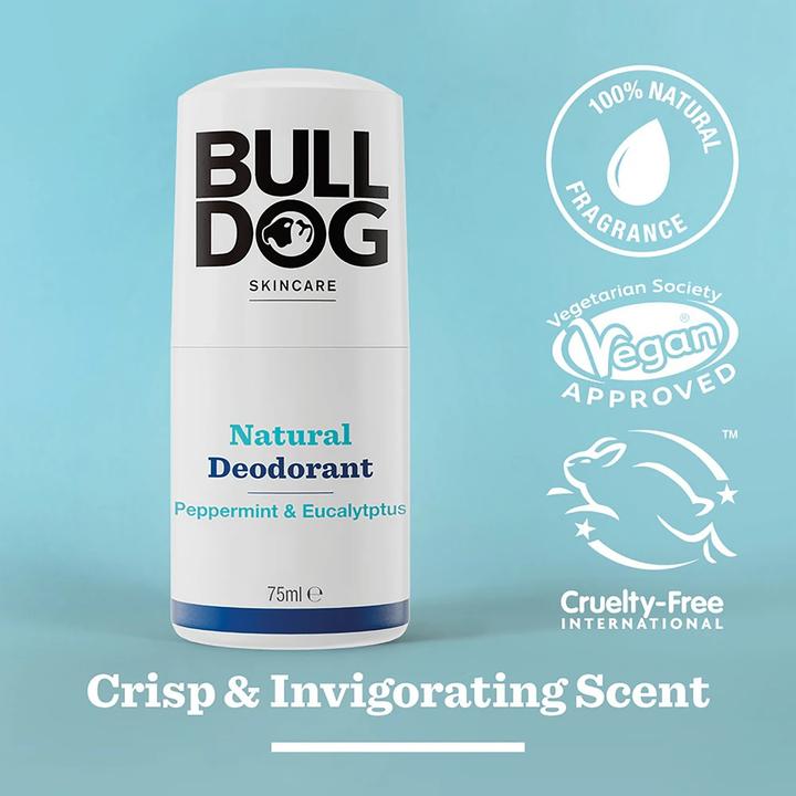 Immagine prodotto Bulldog Deodorante naturale roll-on ( Natura l Deodorant Peppermint & Eucalyptus Crisp & Invigo (Roll-on, 75 ml)