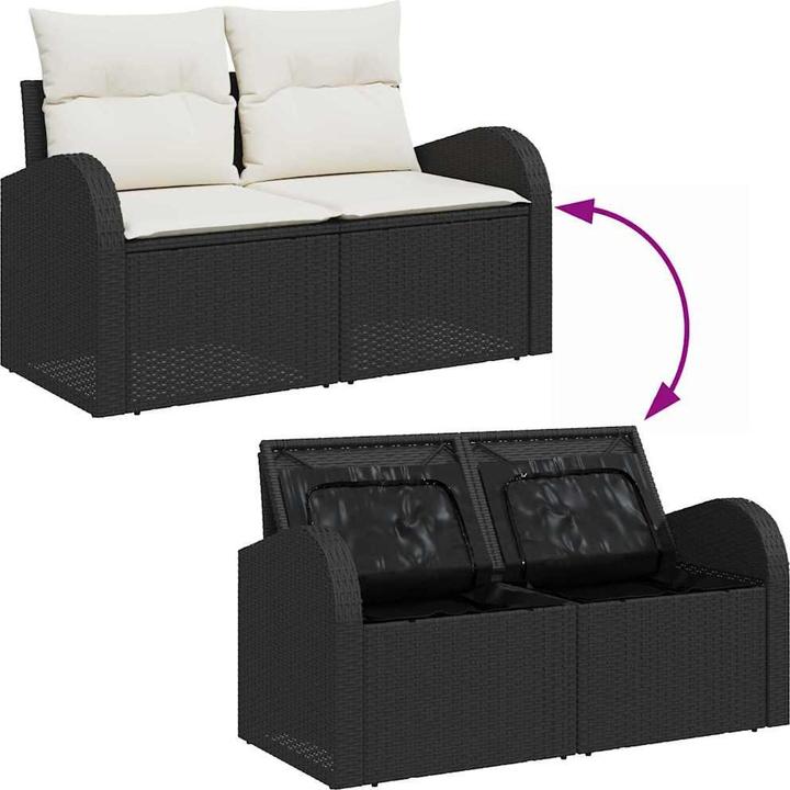 Image du produit vidaXL Canapé de jardin 5 pièces avec coussins Noir Poly Rattan