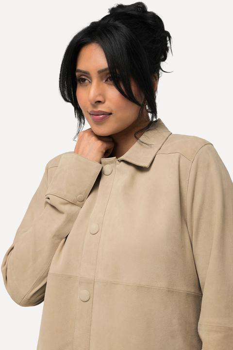 Immagine prodotto Ulla Popken Camicia di pelle scamosciata con collo da camicia e maniche lunghe (46, 48)