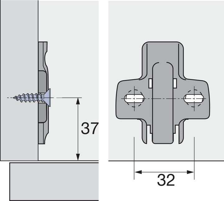 Actual product image Hettich Cross-mounting plates Sensys/Intermat 8099, for corner mounting, for (200 pcs.)