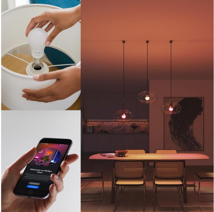 Produktbild Philips Hue Essential White & Color Ambiance (E27, 8 W, 806 lm, 3 x, F)
