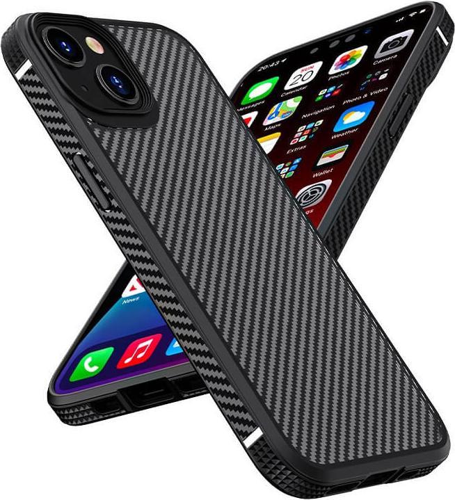 iPaky iPhone 14 Plus - Silicone Carbon Case black (Apple iPhone 14 Plus)