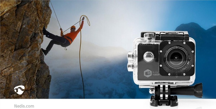 Produktbild Nedis Action Cam 1080p@30fps 12 MPixel Wasserdicht bis: 30.0 m 90 min WLAN App erhältlich für: Andro (30p, WLAN)