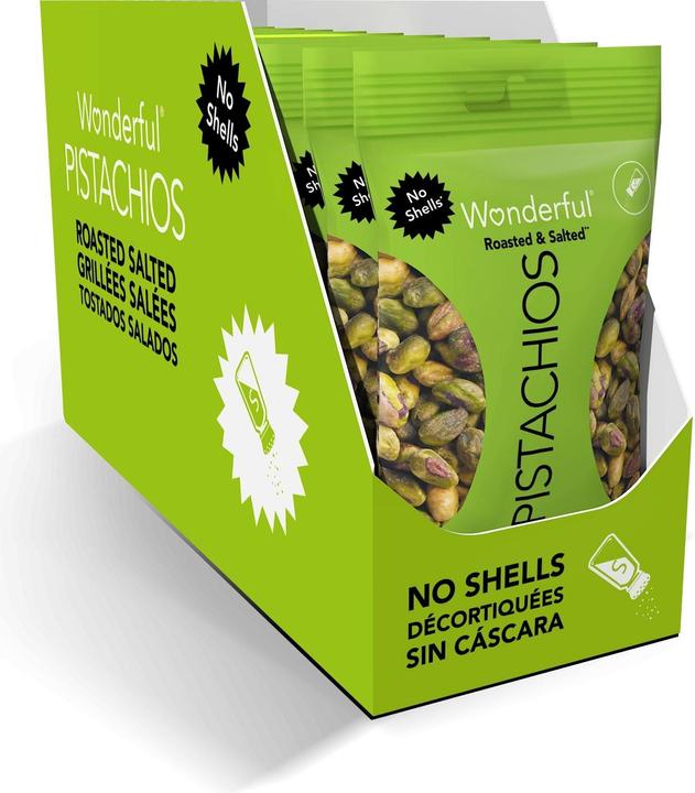 Produktbild Wonderful Pistachios Pistazien geröstet und gesalzen ohne Schale 10 x 60 g (600 g)
