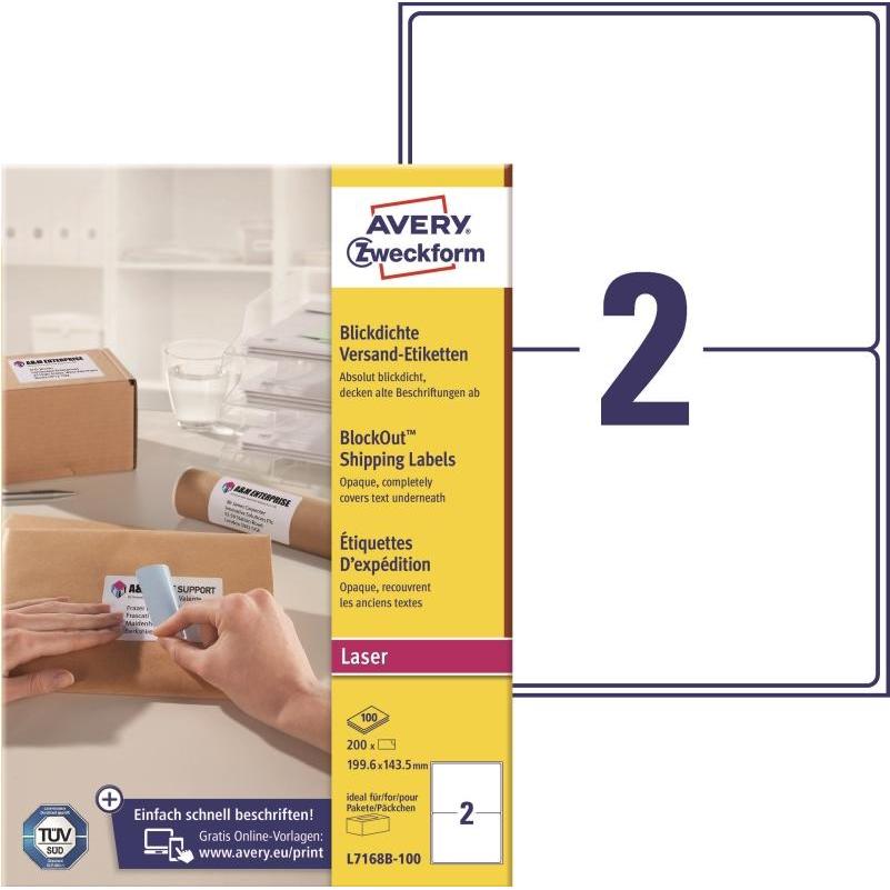 Avery, Etiketten, Shipping Labels with BlockOut™ 2 labels/sheet