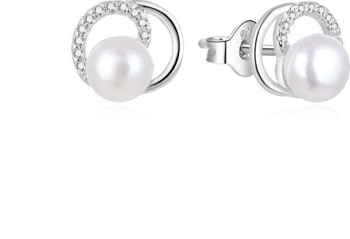 Image du produit Beneto Boucles d'oreilles élégantes en perle avec zircons AGUP1321PL (L)