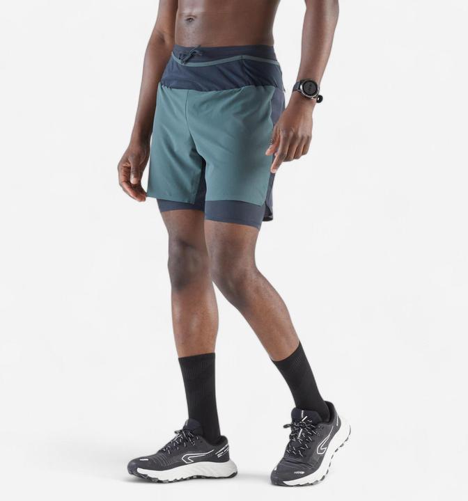 Immagine prodotto Kiprun Men's Trail Running Long-Distance Shorts 2in1-Kiprun Run Ultra 900-Green (S)