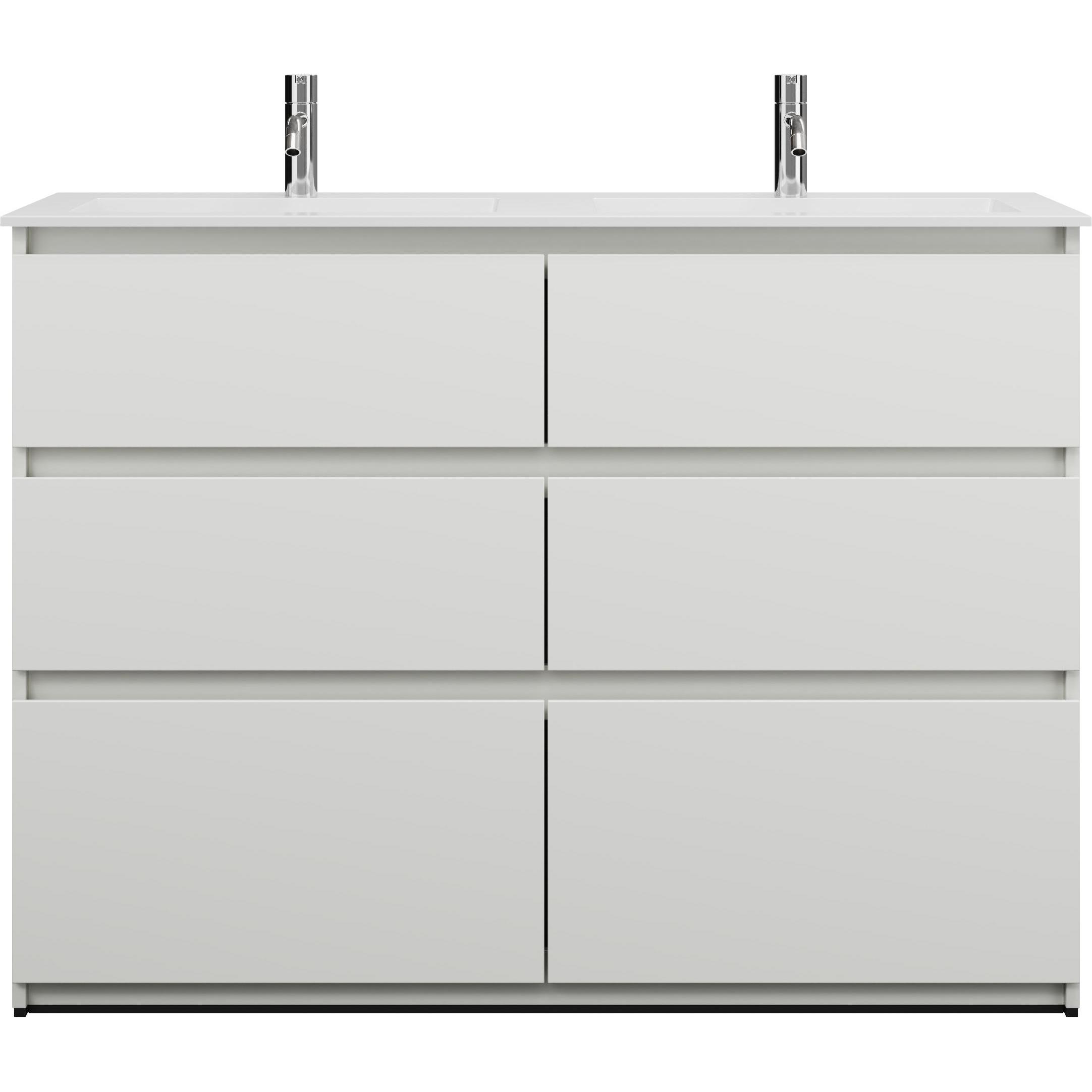 burgbad, Badmöbelset, Lin20 Mineralguss-Doppelwaschtisch Farbe Weiss Matt inklusive Waschtischunterschrank 6 Ausz