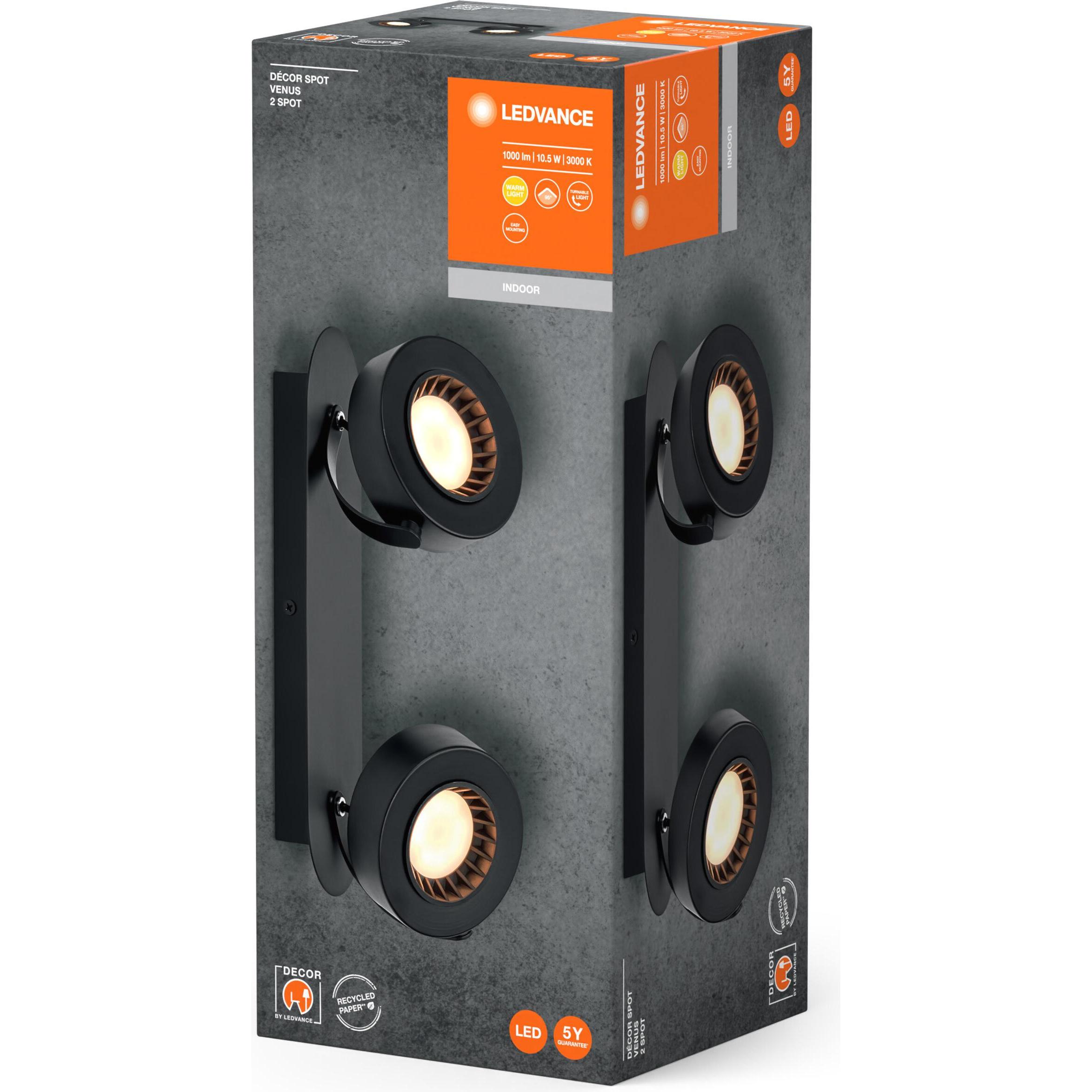 Thumbnail - Ledvance, Wandleuchte + Deckenleuchte, DECOR SPOT VENUS BLACK 2 Spot (450 lm)