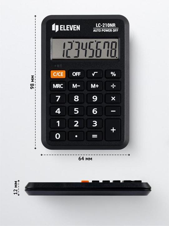 Image du produit Eleven Smart device pocket calculator LC210NR black (Cellules solaires, Piles)