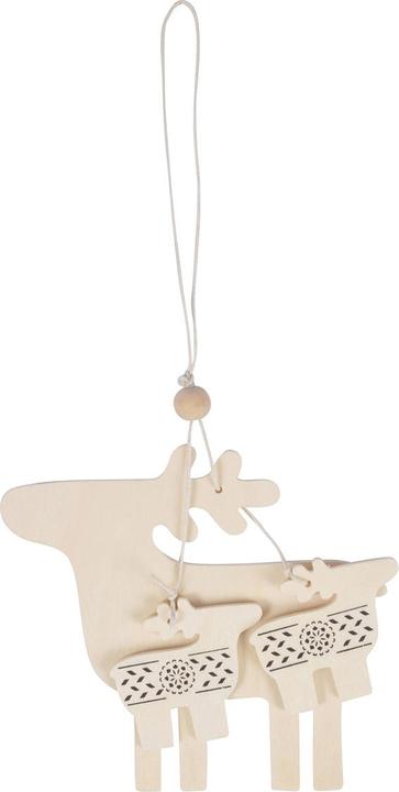 Image du produit Natura Punto Lot de 4 pendentifs en bois, renne, boule de Noël, sapin de Noël et étoile, à suspendre