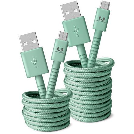 Fresh'N Rebel FRESH'N R USB - Micro USB 3m 2UMC300MM Fabriq cable Misty Mint (3 m), USB Kabel