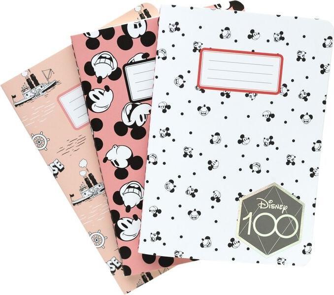 Image du produit Grupo Erik Disney Mickey 100 Anniversary Pack 3 carnets A6 (A6, À rayures, Couverture souple)