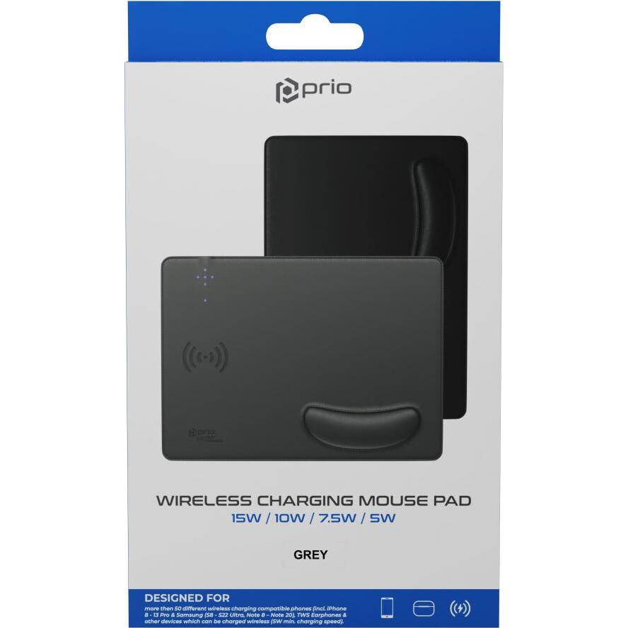 Thumbnail - prio Fast Wireless Charging Mouse Pad 15W (USB C) gray, Mausmatte, Grau