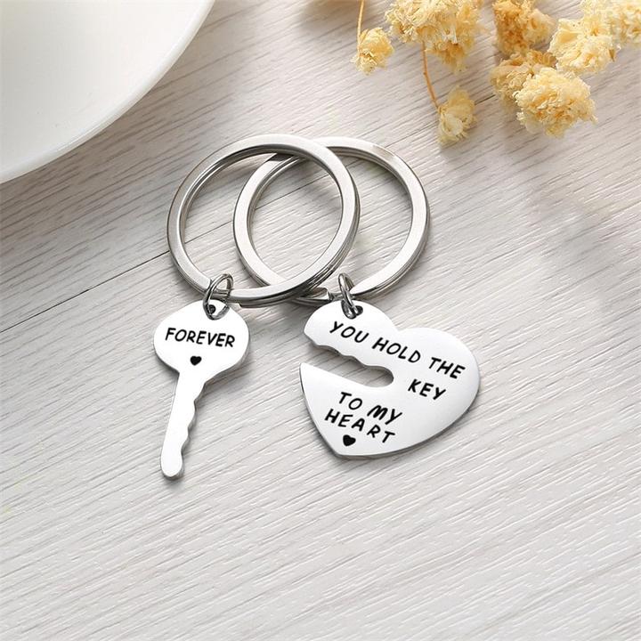 Actual product image JTI Key ring for couples with heart and key