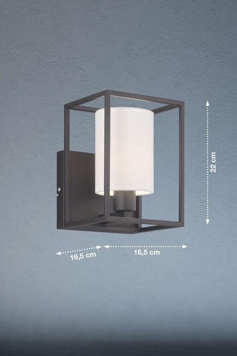 Actual product image Fischer & Honsel Honsel Gilli wall light E14 fabric shade white linen sand black 30405
