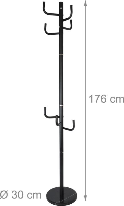 Produktbild Relaxdays - Garderobenständer mit Marmorfuss, Schwarz/Silber, 174 x 30 x 30 cm