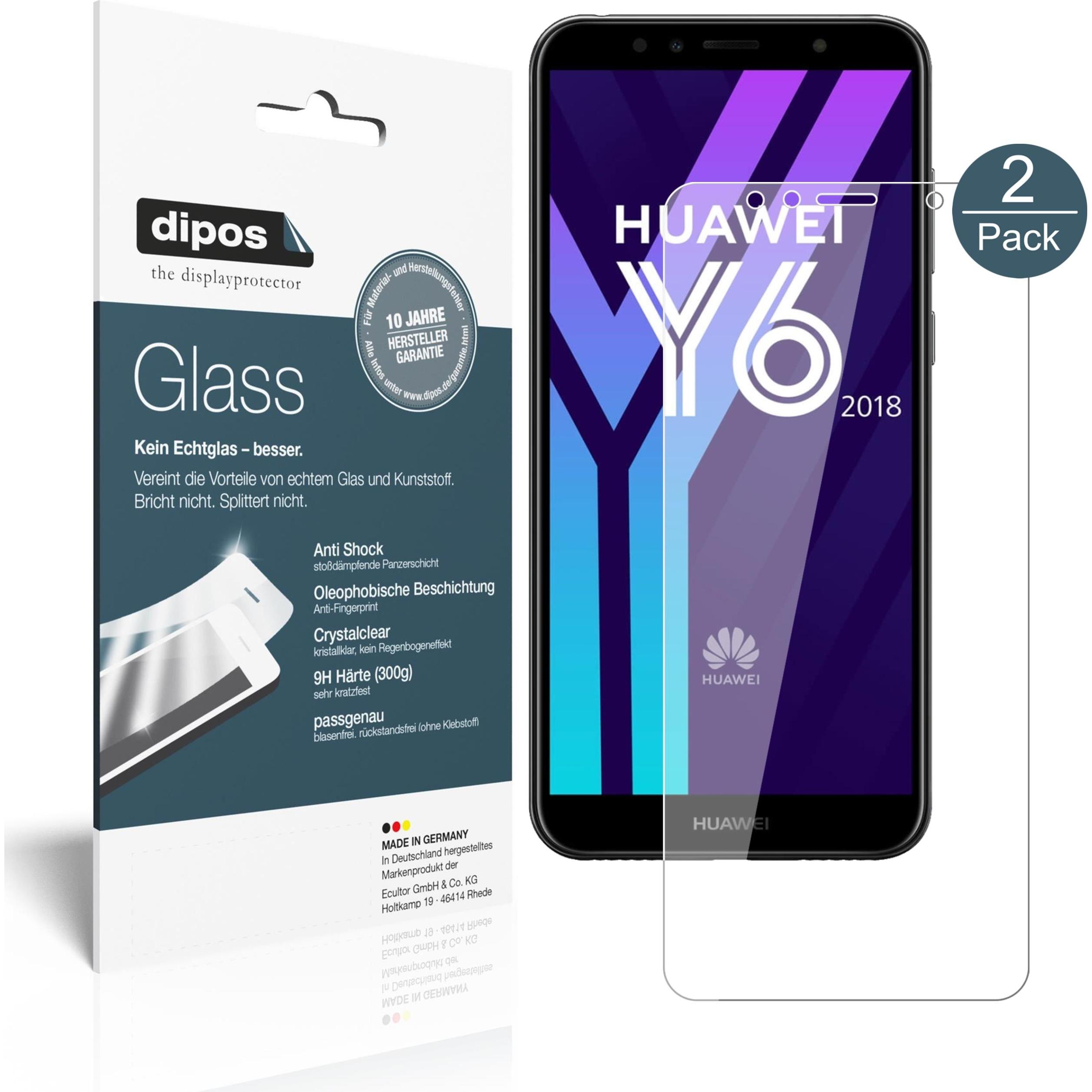 Dipos Displayschutz Anti-Shock (2 Stück, Huawei Y6 (2018)), Smartphone Schutzfolie, Transparent