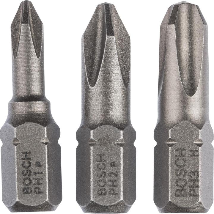 Produktbild Bosch Professional Zubehör Schrauberbit-Set, Extra Hard, 3-tlg., PH1, PH2, PH3, 25 mm (Kreuz Phillips PH)