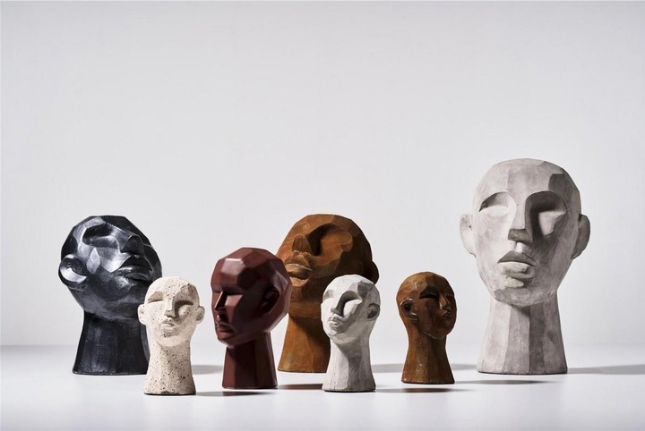 Immagine prodotto Villa Collection Supporto Testa di scultura in cemento (25 x 17,5 x 17,5 cm)