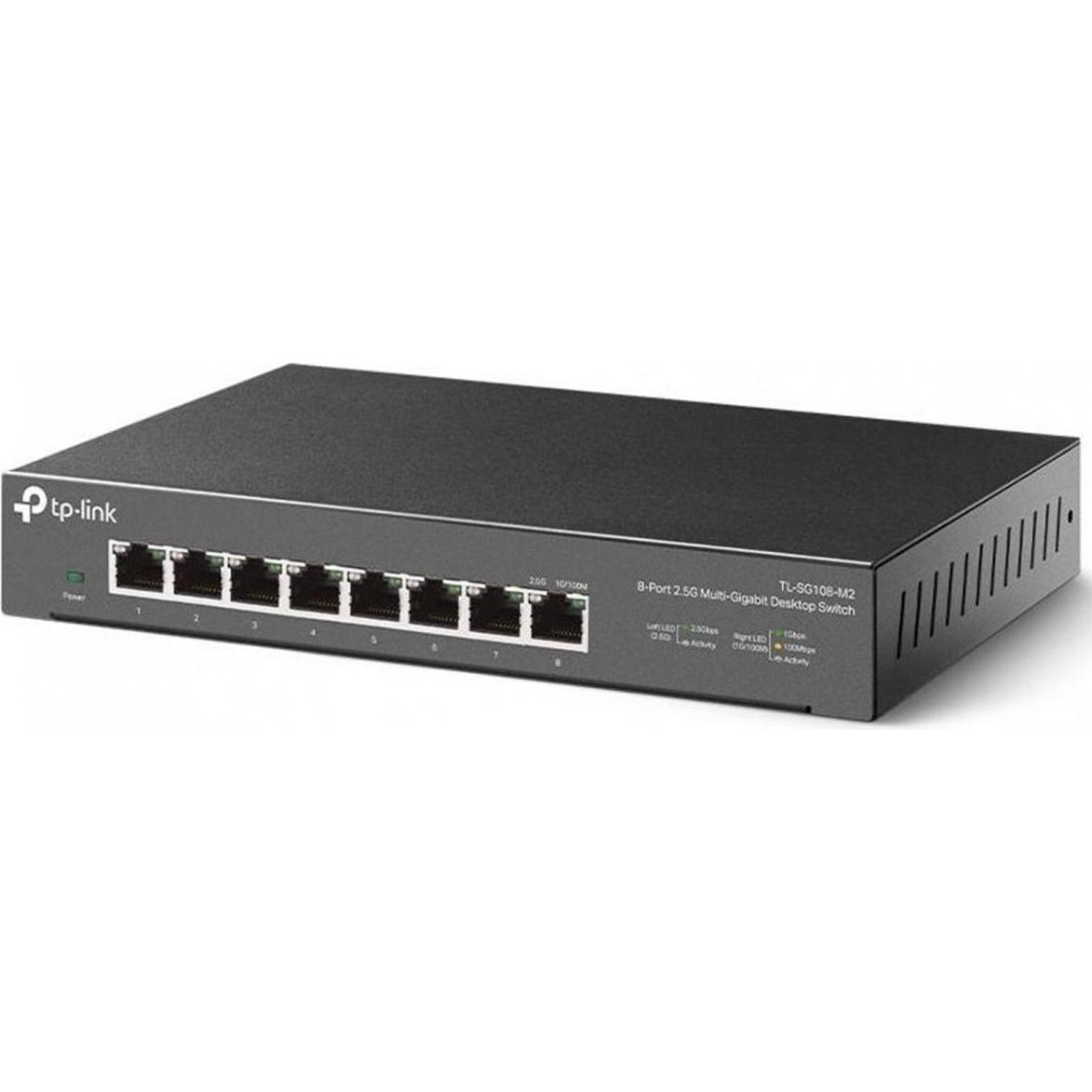 TP-Link 8-Port 2,5G Desktop Switch TL-SG108-M2 Unmanaged (8 Ports), Netzwerk Switch, Schwarz