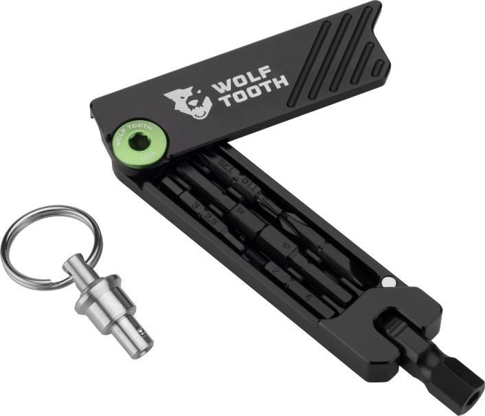 Wolf Tooth 6-Bit Hex Wrench Multitool mit Schlüsselanhänger black/green (11 Funktionen)