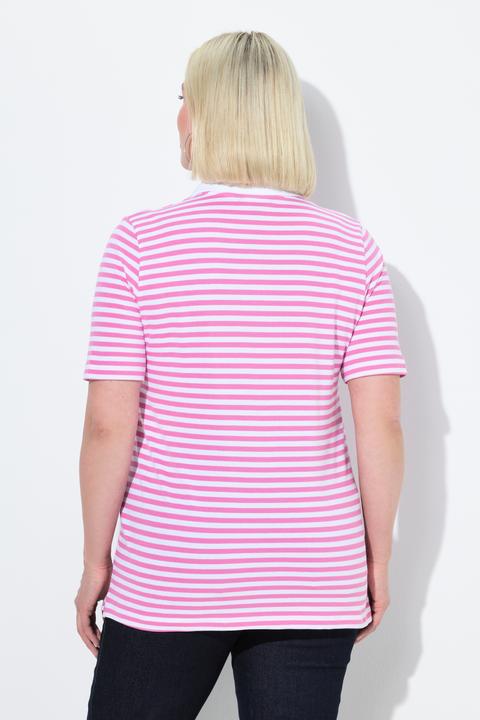 Produktbild Ulla Popken Poloshirt, Classic Fit, Piqué, Ringel, Halbarm (56)
