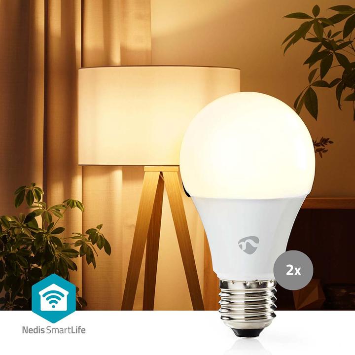 Produktbild Nedis WIFILRC20E27 SmartLife Vollfärbige LED-Lampe WLAN E27 806 lm 9 W RGB + weiss veränderbar 2700 (E27, 806 lm, 2x)
