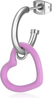 Actual product image Sagapo S'Agapo Single Steel Earring With Pink Heart 2in1 Vibes Svb30