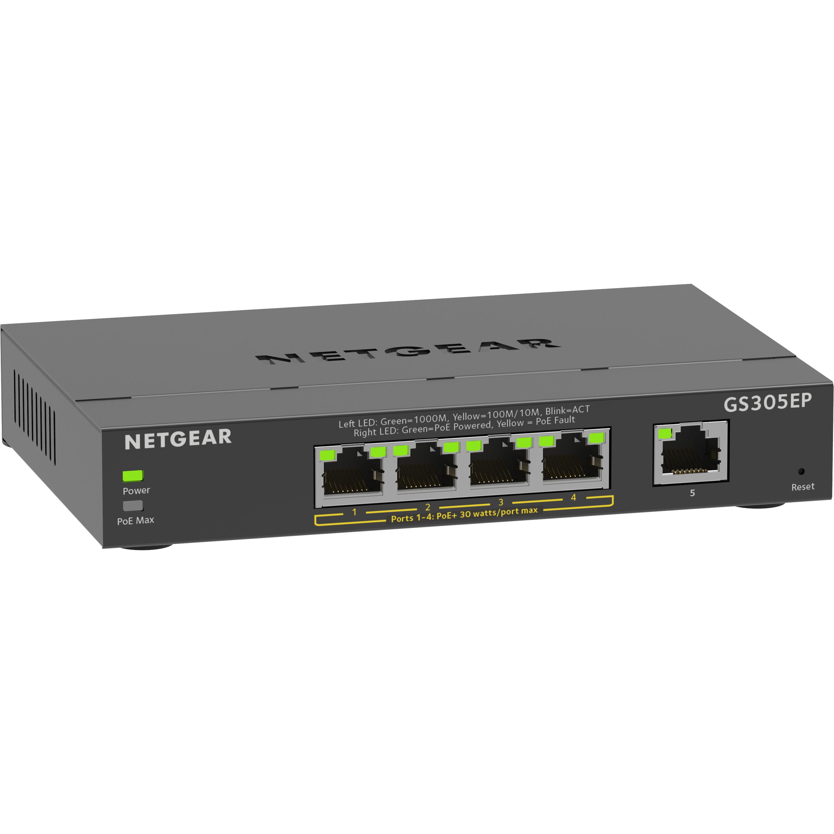 Netgear GS305EP-100PES (5 Ports), Netzwerk Switch, Schwarz
