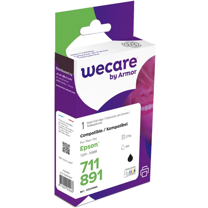 Wecare, Druckerpatrone, Tinte neu gebaut schwarz T071140WE zu Epson Stylus DX4000 9ml (BK)