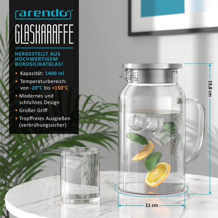 Image du produit Arendo Carafe en verre avec couvercle (1.40 l)