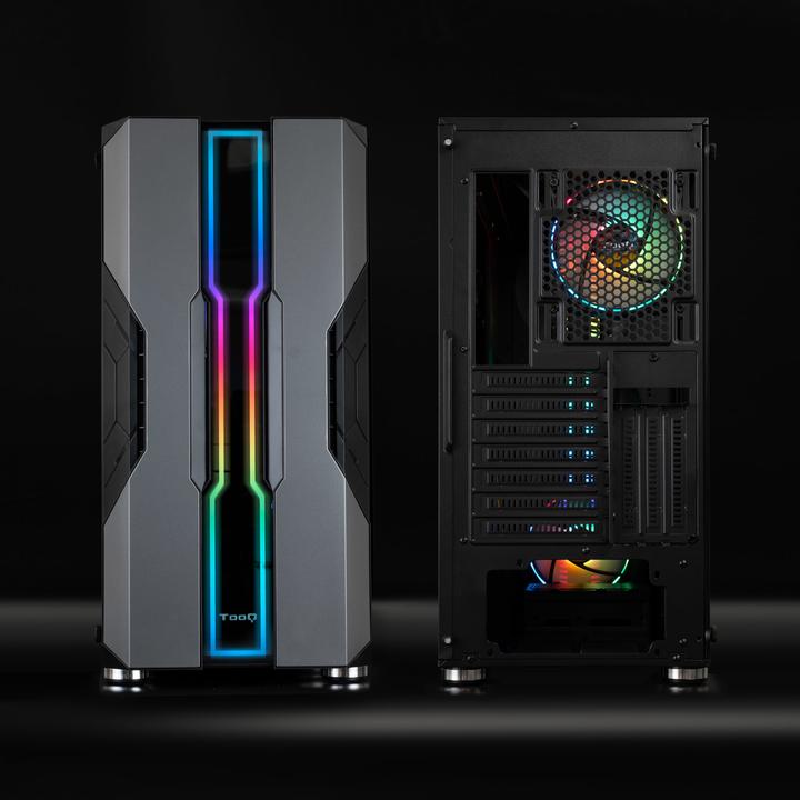 Actual product image Tooq Technology Boitier Moyen Tour E-ATX TooQ NightCity TQGCC103 RGB avec panneau vitré (Argent/Noir) (ATX, mATX, Mini-ITX)