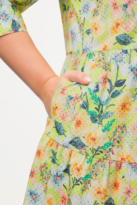 Image du produit Ulla Popken Robe chemisier, fleurs ligne en A, col chemise, manches 3/4 (50, 52)