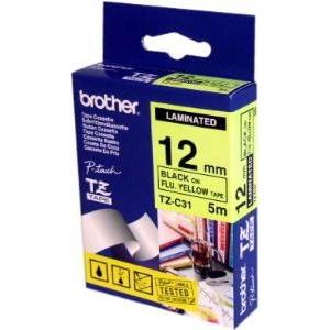 Brother, Beschriftungsband, TZC31 Laminiertes Band (1.20 cm, Gelb, Schwarz)