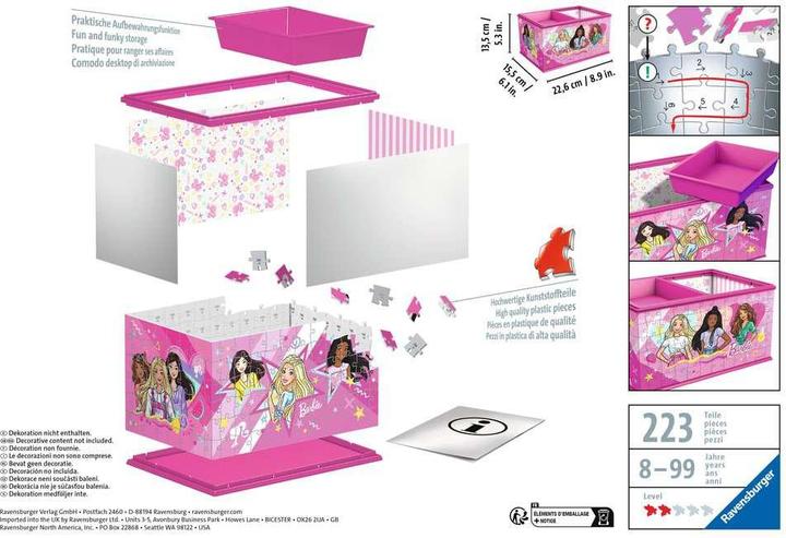 Produktbild Ravensburger 3D Puzzle 11584 - Aufbewahrungsbox Barbie - Praktischer Organizer für Barbie Fans - (216 Teile)