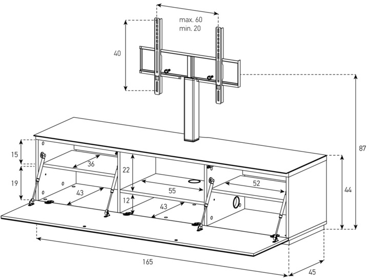Actual product image Sonorous STA161F (165 x 45 x 87 cm)