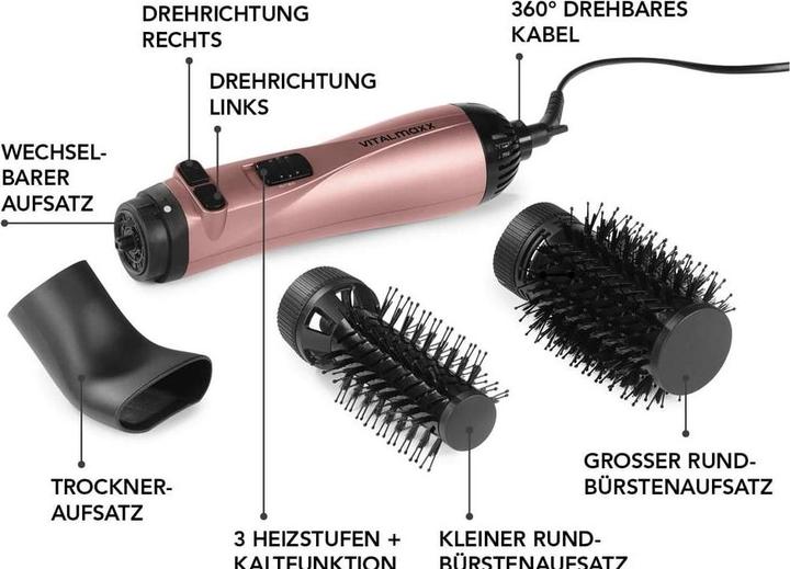 Produktbild Vitalmaxx Warmluftbürste Anthrazit, Rose