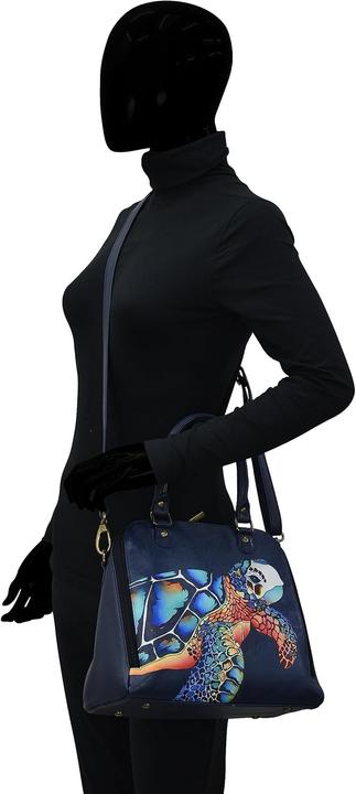 Actual product image Anna Handpainted Genuine Leather Shoulder Bag