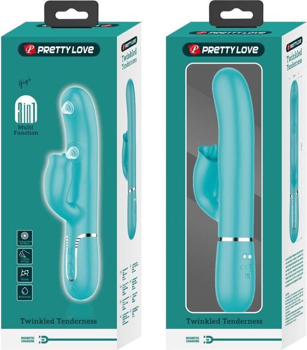 Productafbeelding Pretty Love Konijn Vibrator Met Likken Aqua Groen