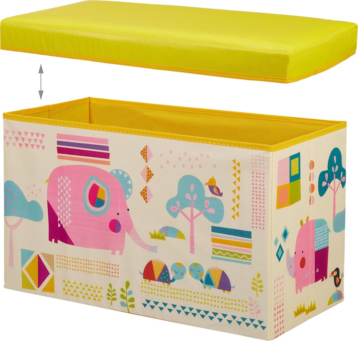 Image du produit Relaxdays Tabouret coffre jouet pouf enfant