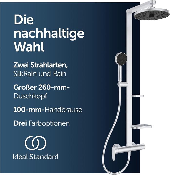 Actual product image Ideal Standard Shower system Alu+: Ceraflow shower mixer 2 shelves, 2F hand shower, 2F overhead shower