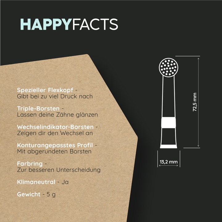Produktbild happybrush Zahnbürstenkopf R2 3 Stück (3 x)