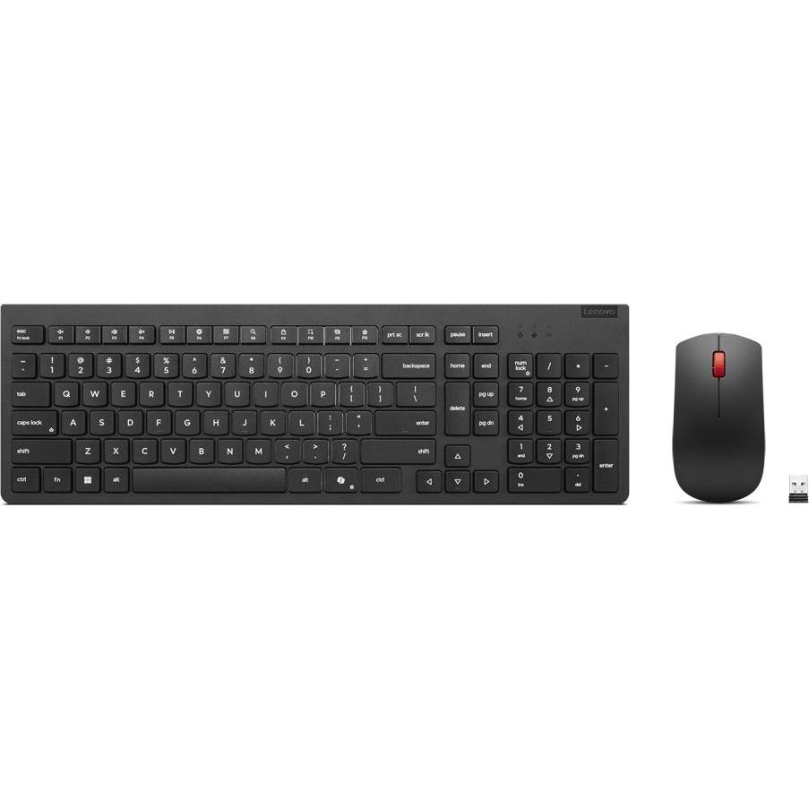 Lenovo KB MICE BO Eos3 2.4G KM BLK US EU AI (US, Kabellos), Tastatur, Schwarz