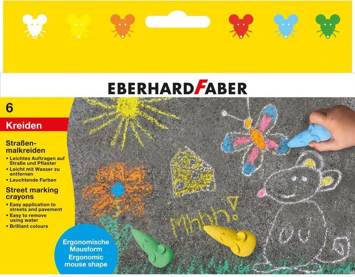 6 Strassenmalkreiden Maus (Assortiert, 6 x)