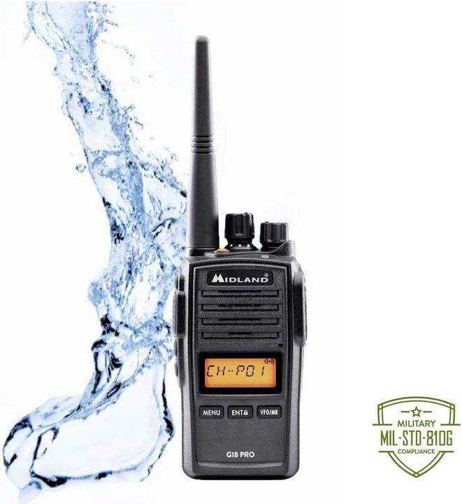 Actual product image Midland G18 Pro w. MA 25-M C1145.S1 PMR-portofoon