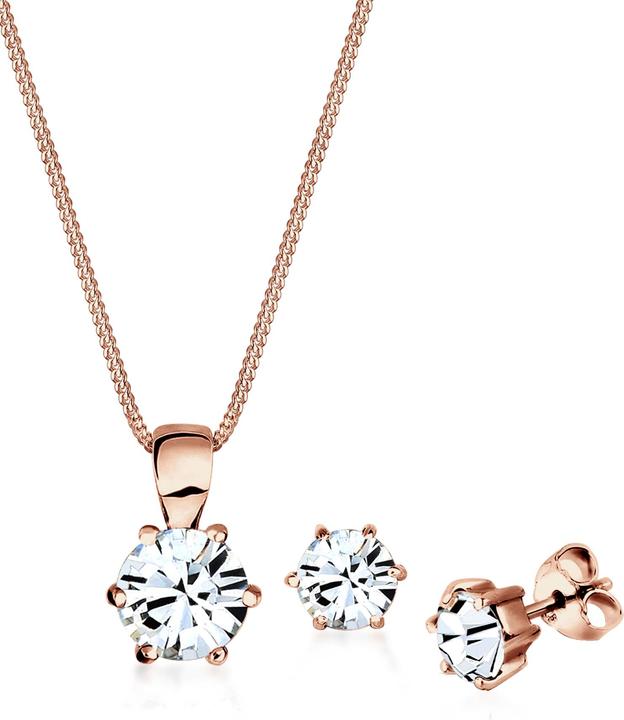 Immagine prodotto Elli Collana di cristallo, orecchini di cristallo (Argento 925 Oro rosa)